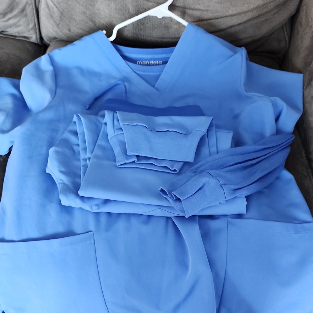 Mandala Women's Medical Scrub Set in Light Blue